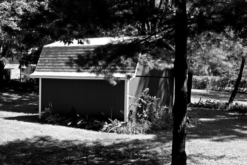 Shed in Backyard — Black, Serene