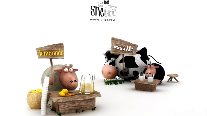 Sheep and cow lemonade stand
