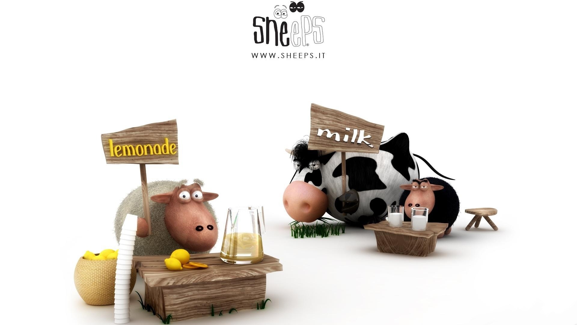 Sheep and cow lemonade stand
