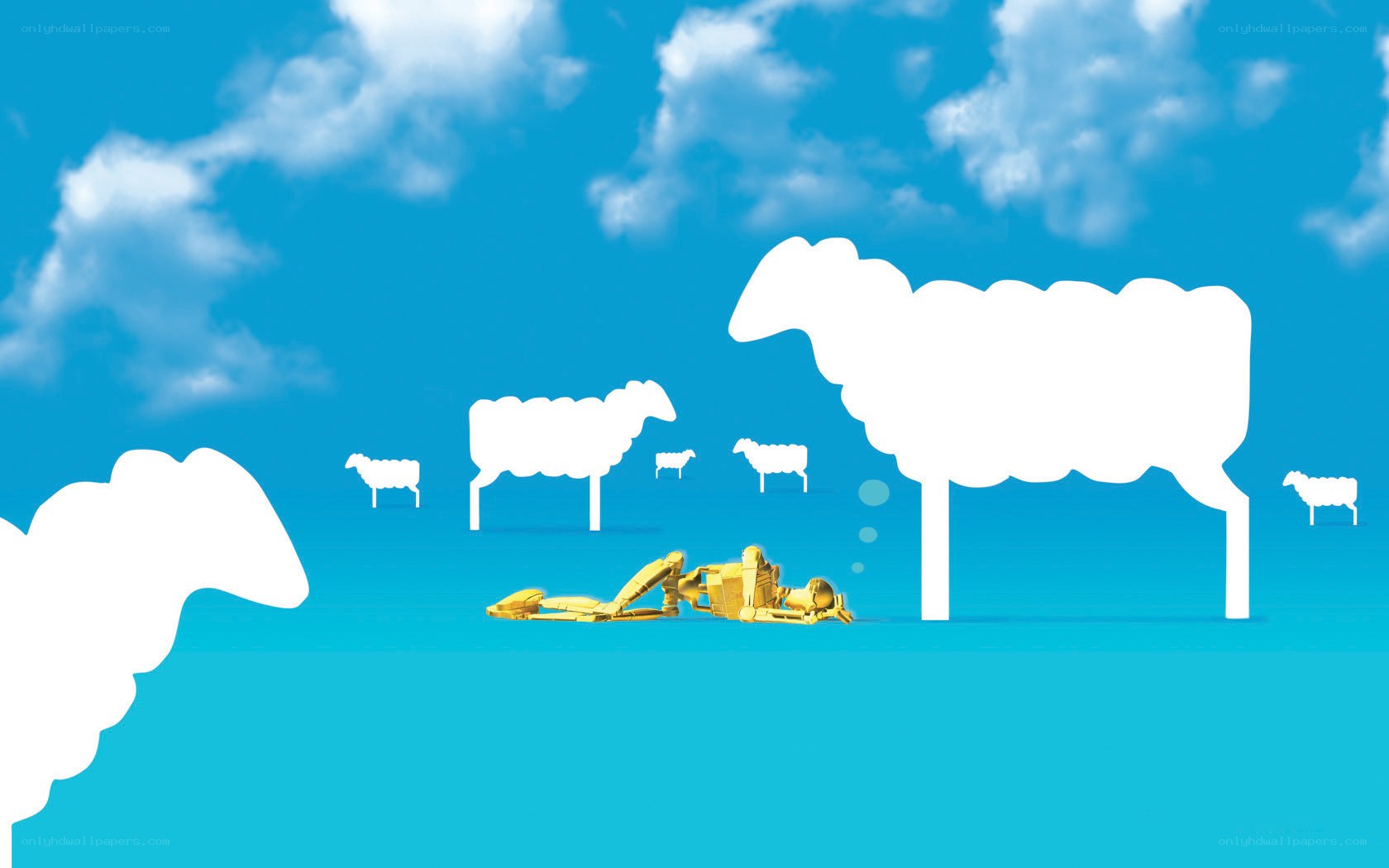 sheep and golden robot
