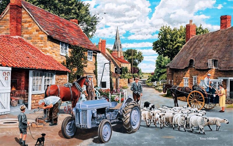 Sheep Being Herded — Blue