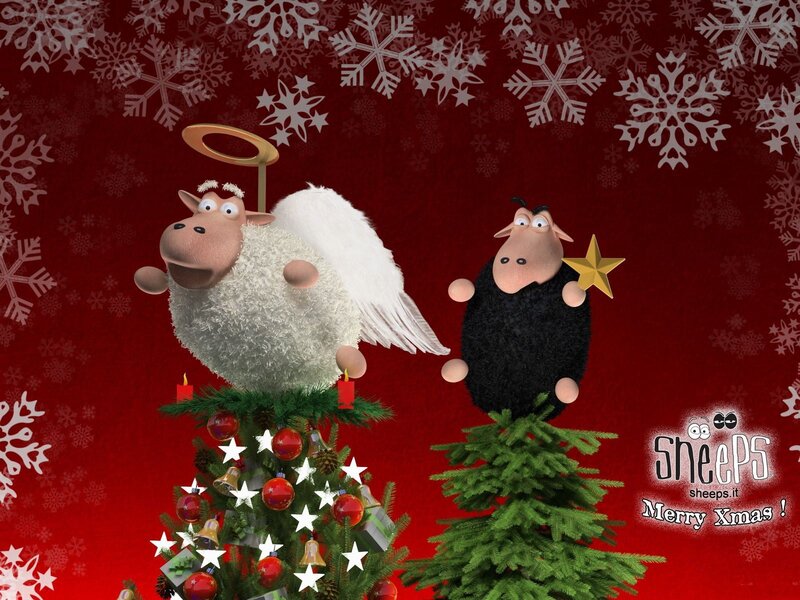 Sheep Christmas scene