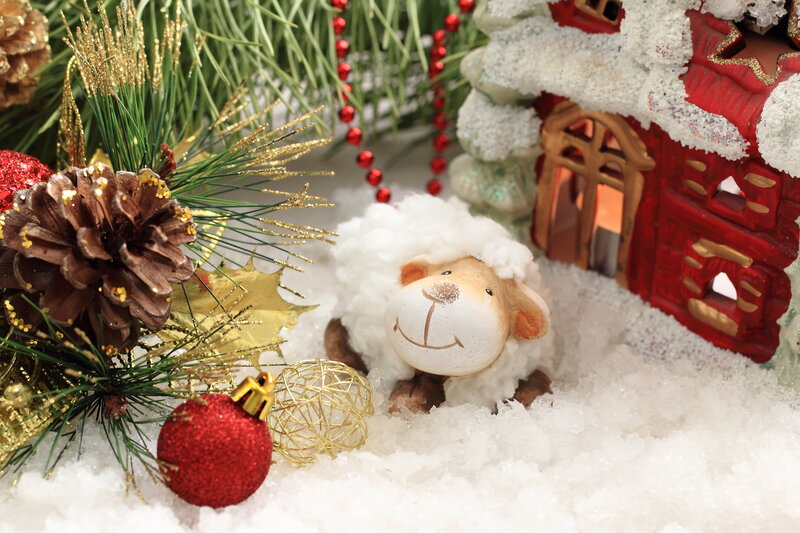Sheep Figurine in Snow