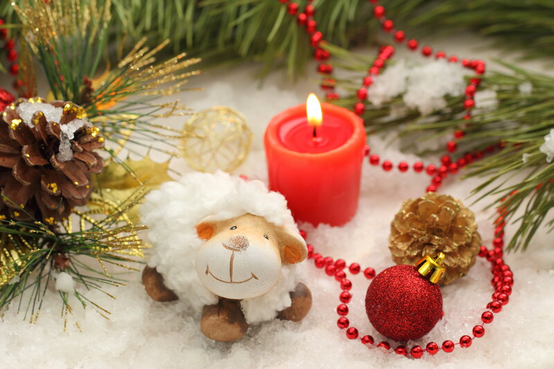 Sheep Figurine with Candle