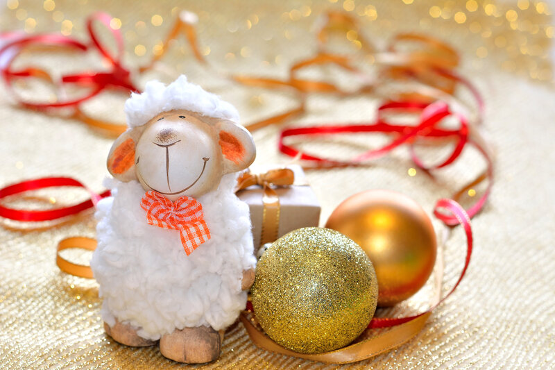Sheep Figurine with Ornaments