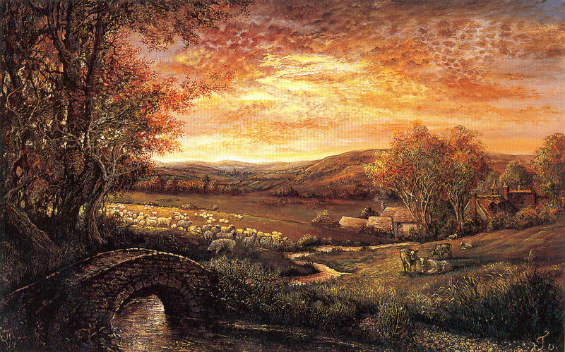 Sheep Herd by Bridge