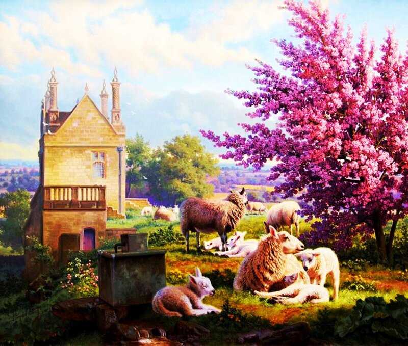 Sheep in a Field — Purple