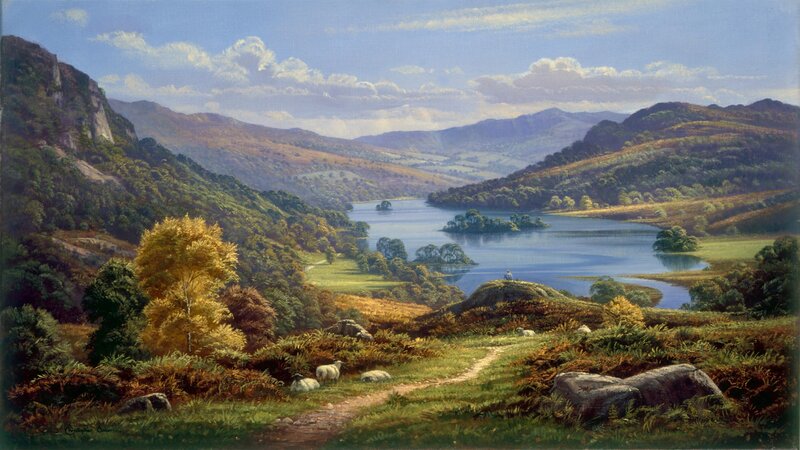Sheep in a Valley — Green, Serene
