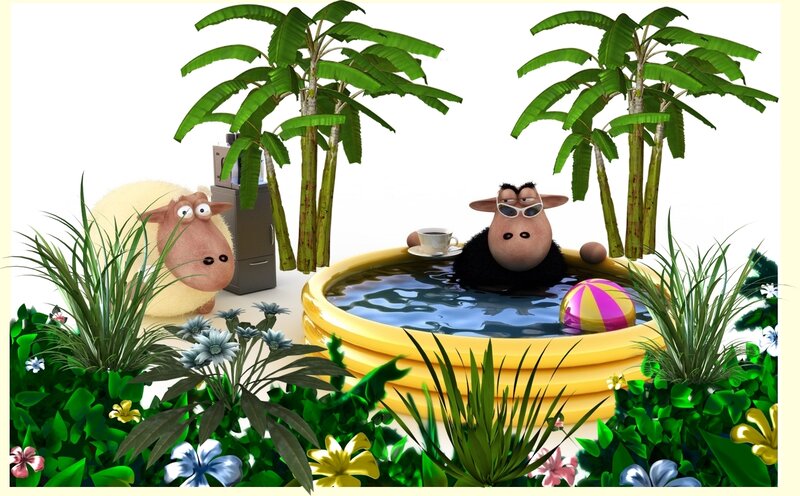 Sheep in Pool — Green