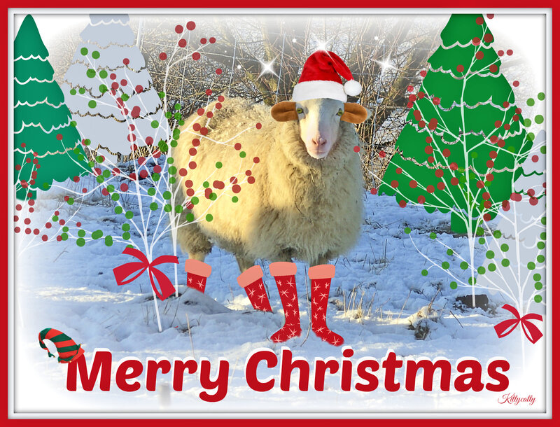 Sheep in Snow — Red