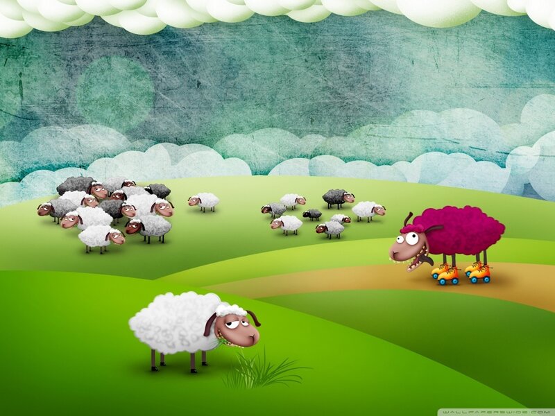 Sheep on a Hill — Green
