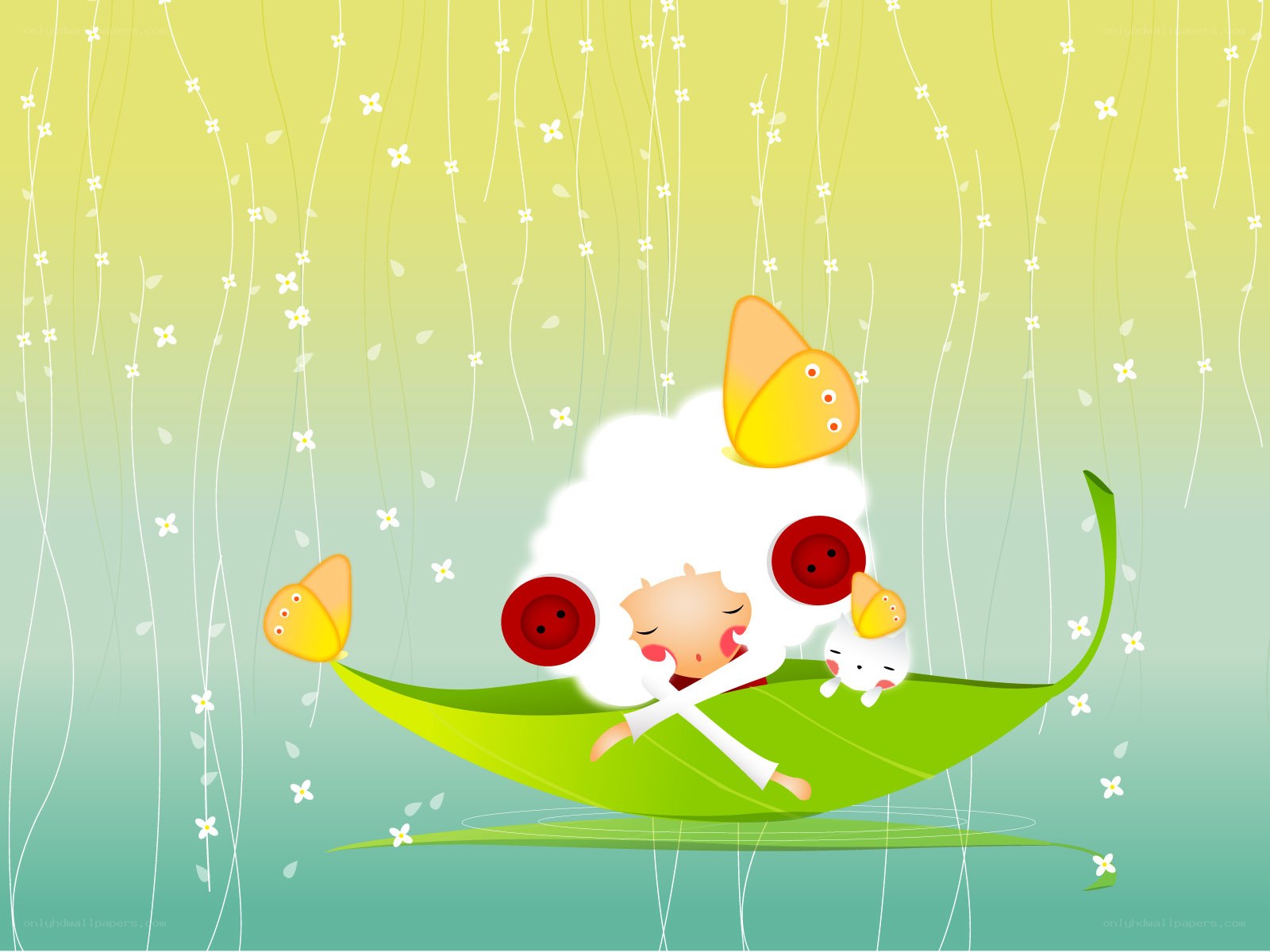 sheep on a leaf boat