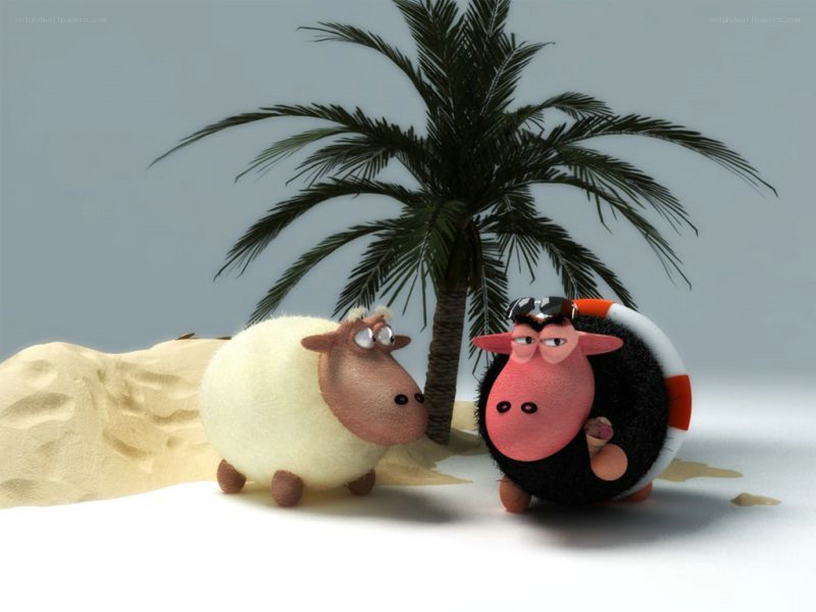 Sheep on a tropical beach