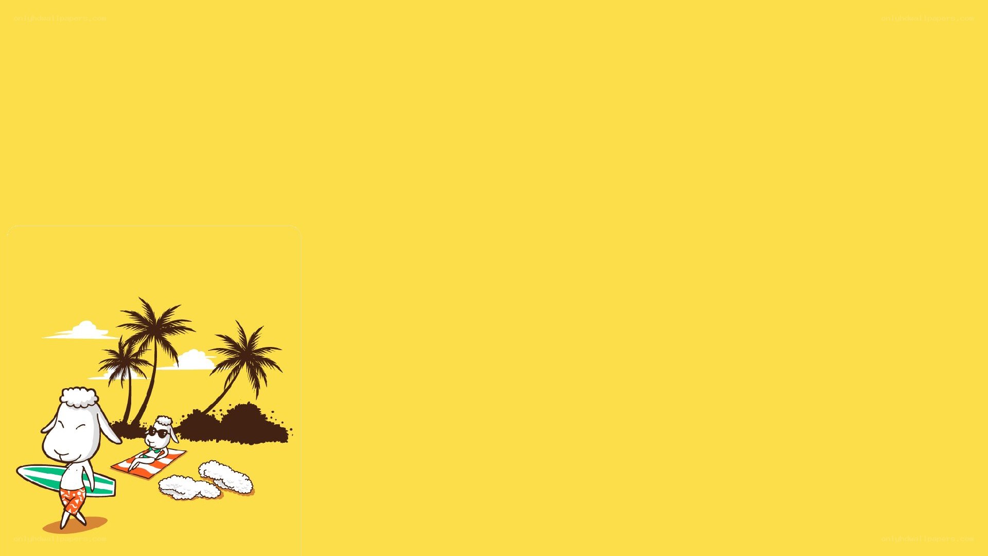 sheep on a tropical beach