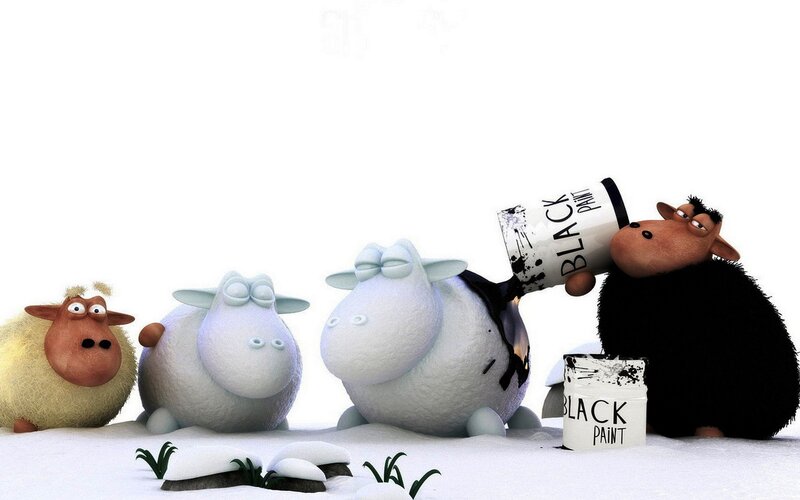 Sheep Painting Black — White