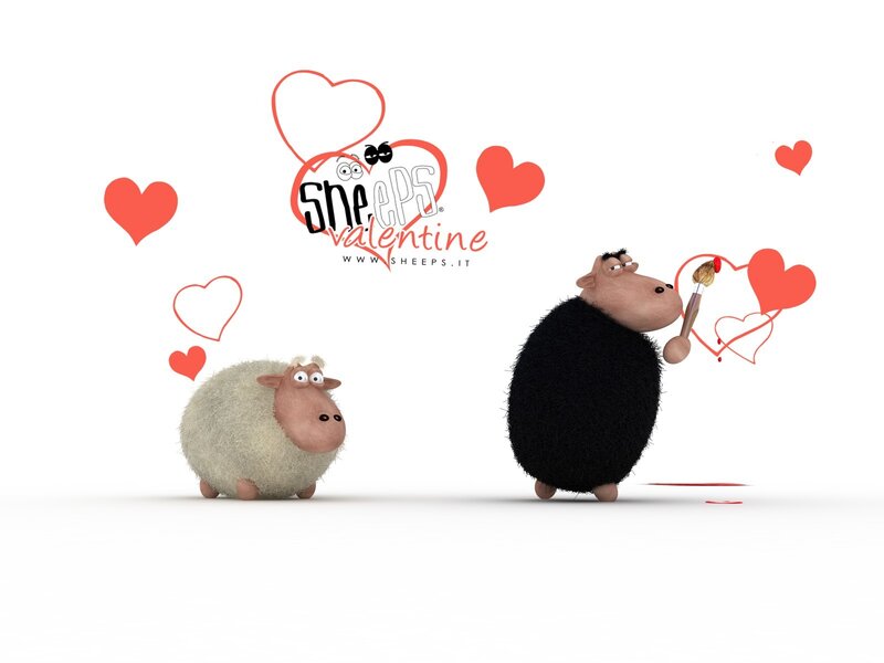 Sheep Valentine's Day illustration