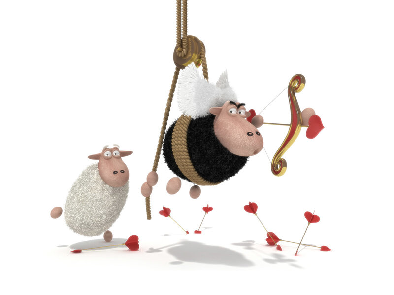 Sheep with a bow and arrow