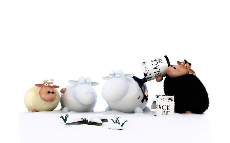 Sheep with Black Paint