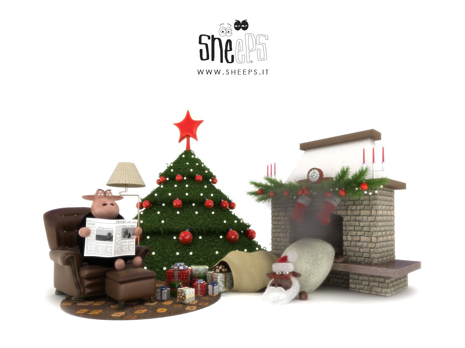Sheeps Christmas scene