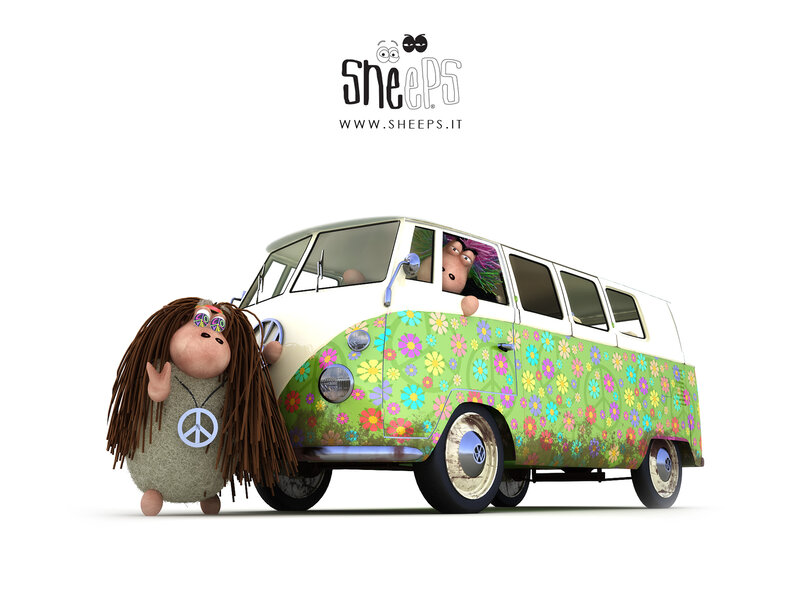 sheeps hippie van