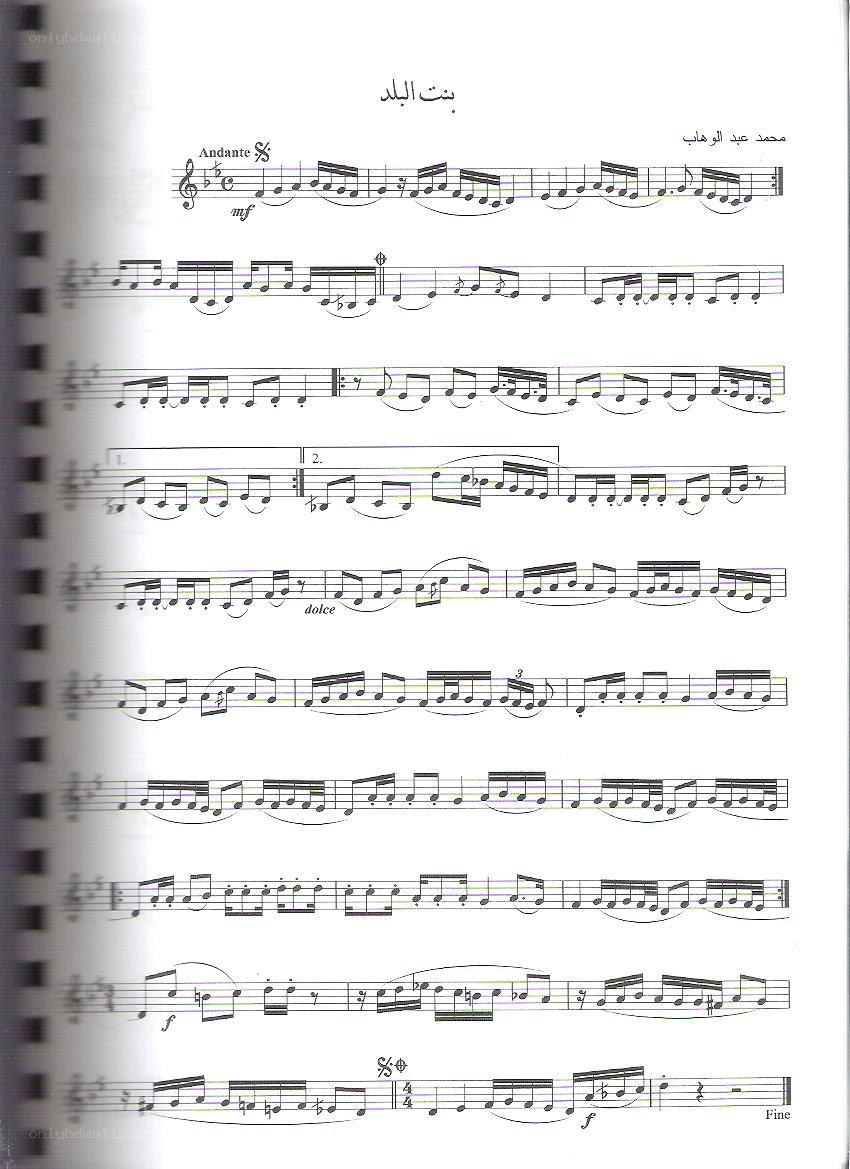 Sheet music for 'Bent al-Balad'