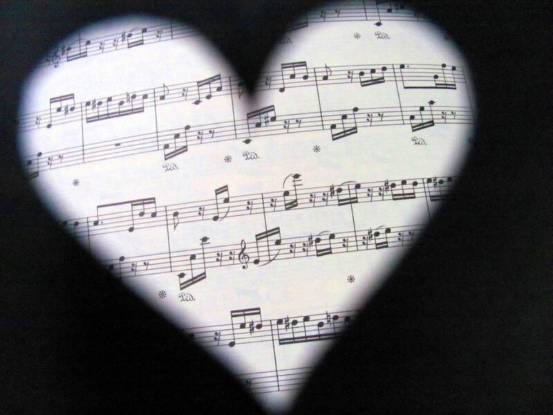 Sheet Music Through Heart Shape