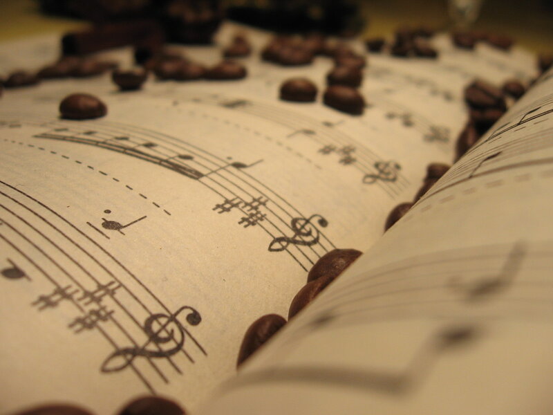 Sheet Music with Coffee Beans