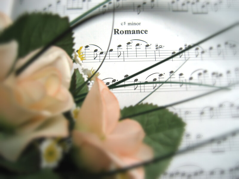 sheet music with flowers