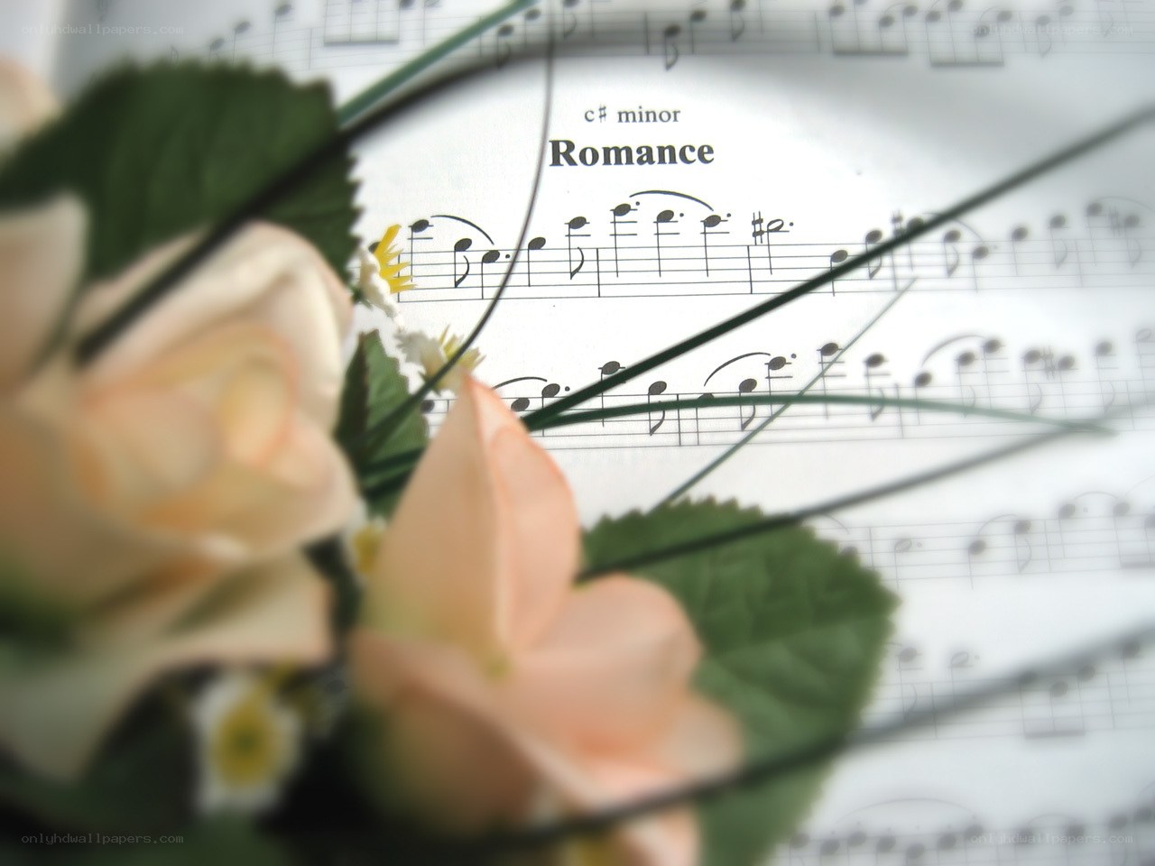 sheet music with flowers