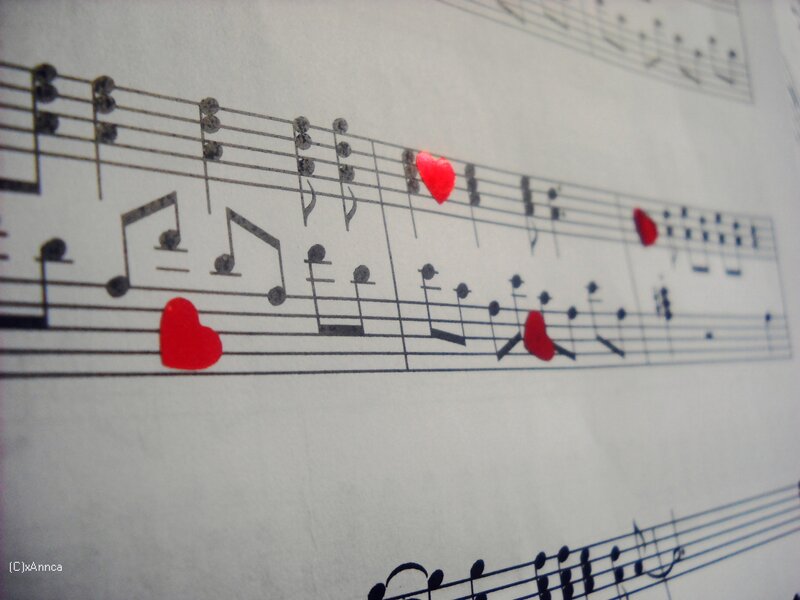 Sheet Music with Hearts