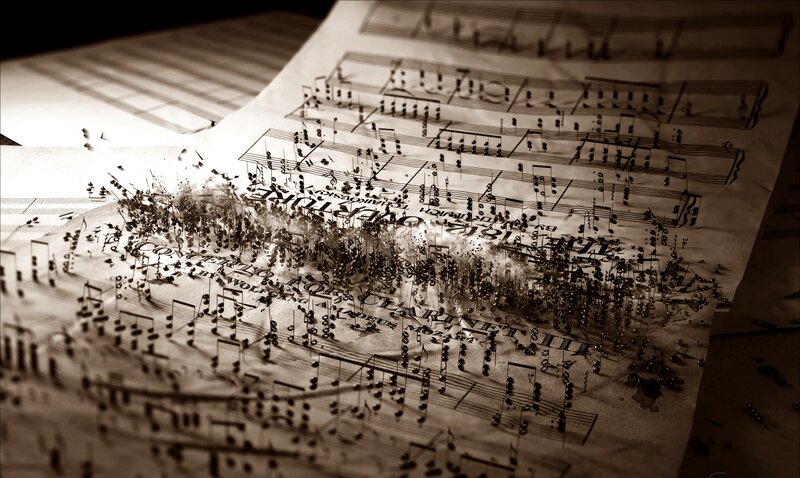 Sheet Music with Notes — Brown, Dramatic