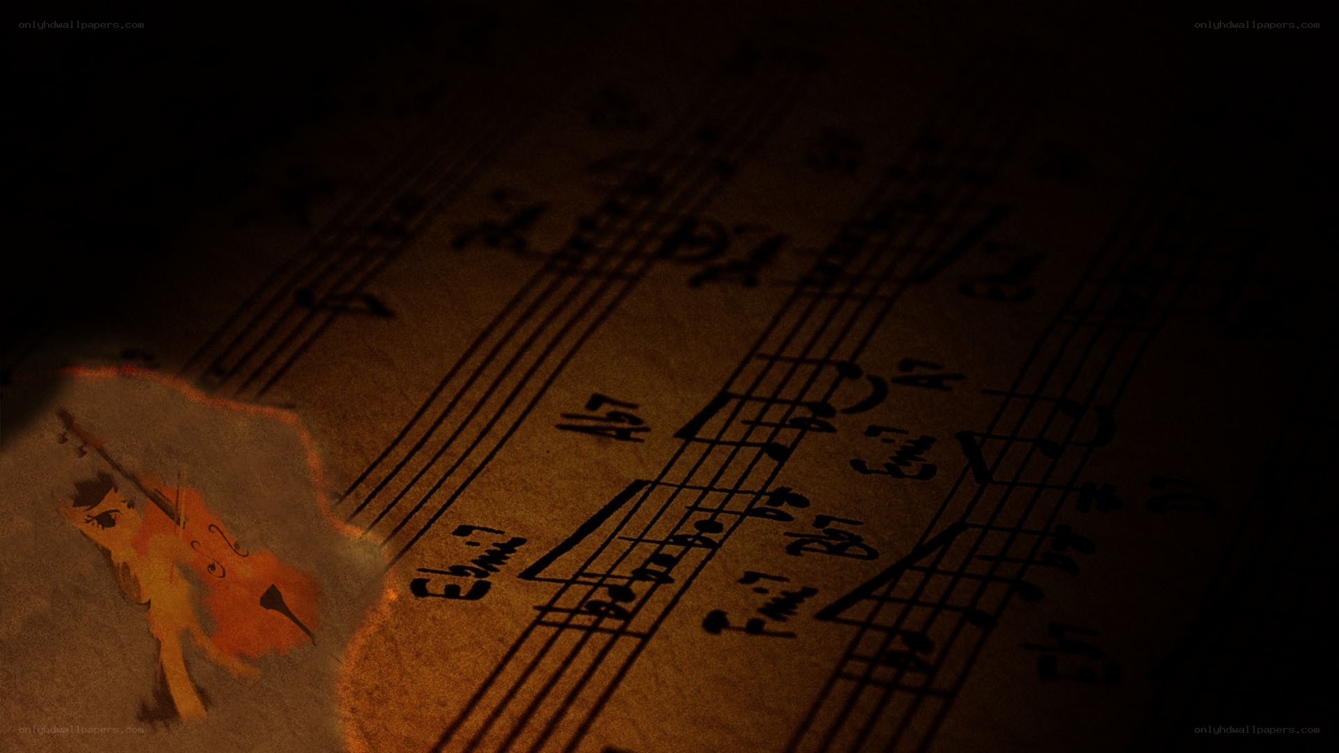 sheet music with violin drawing