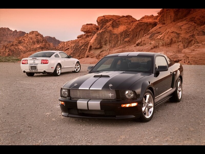 Shelby GT cars in desert