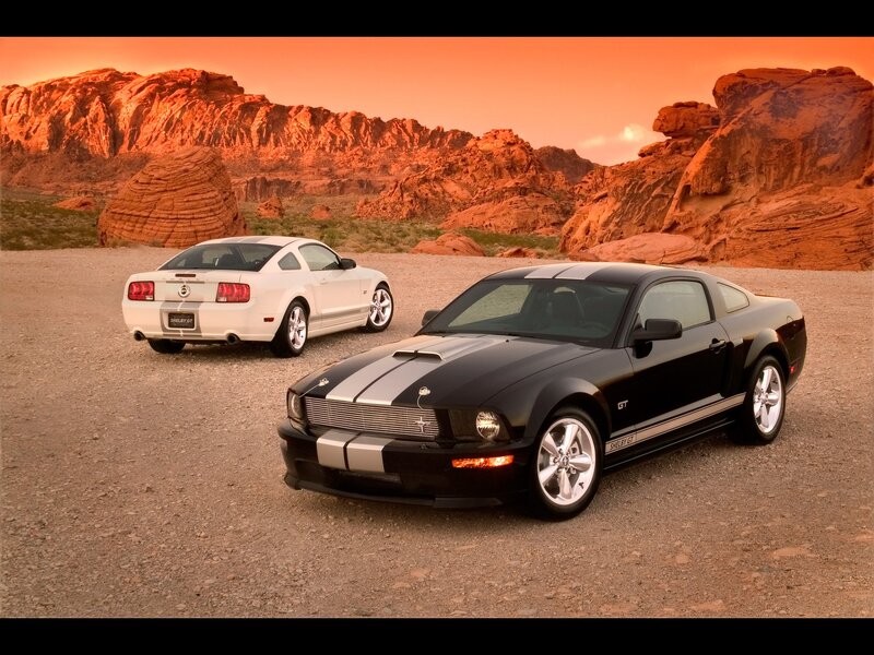 Shelby GT cars in desert