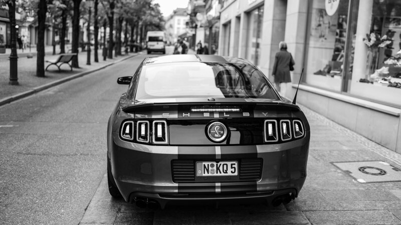 Shelby Mustang on city street