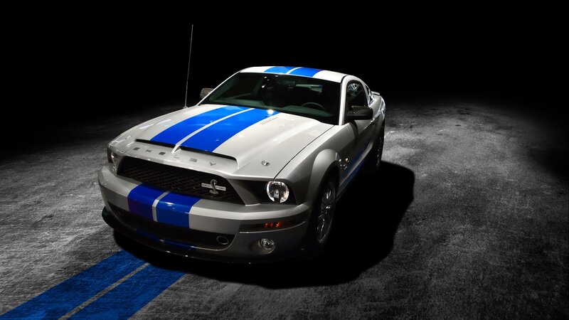 Shelby Mustang with blue stripes