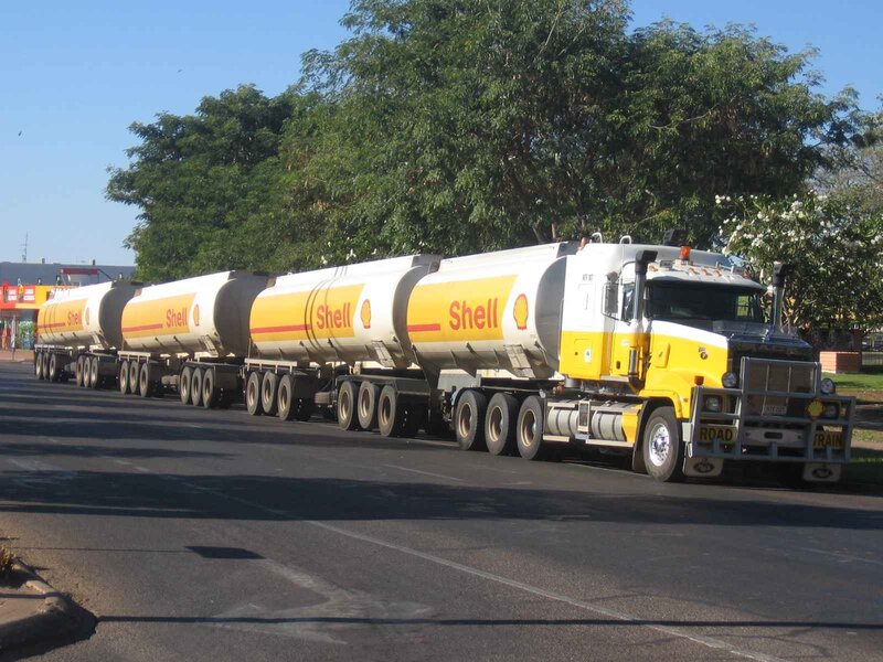 Shell fuel tanker truck