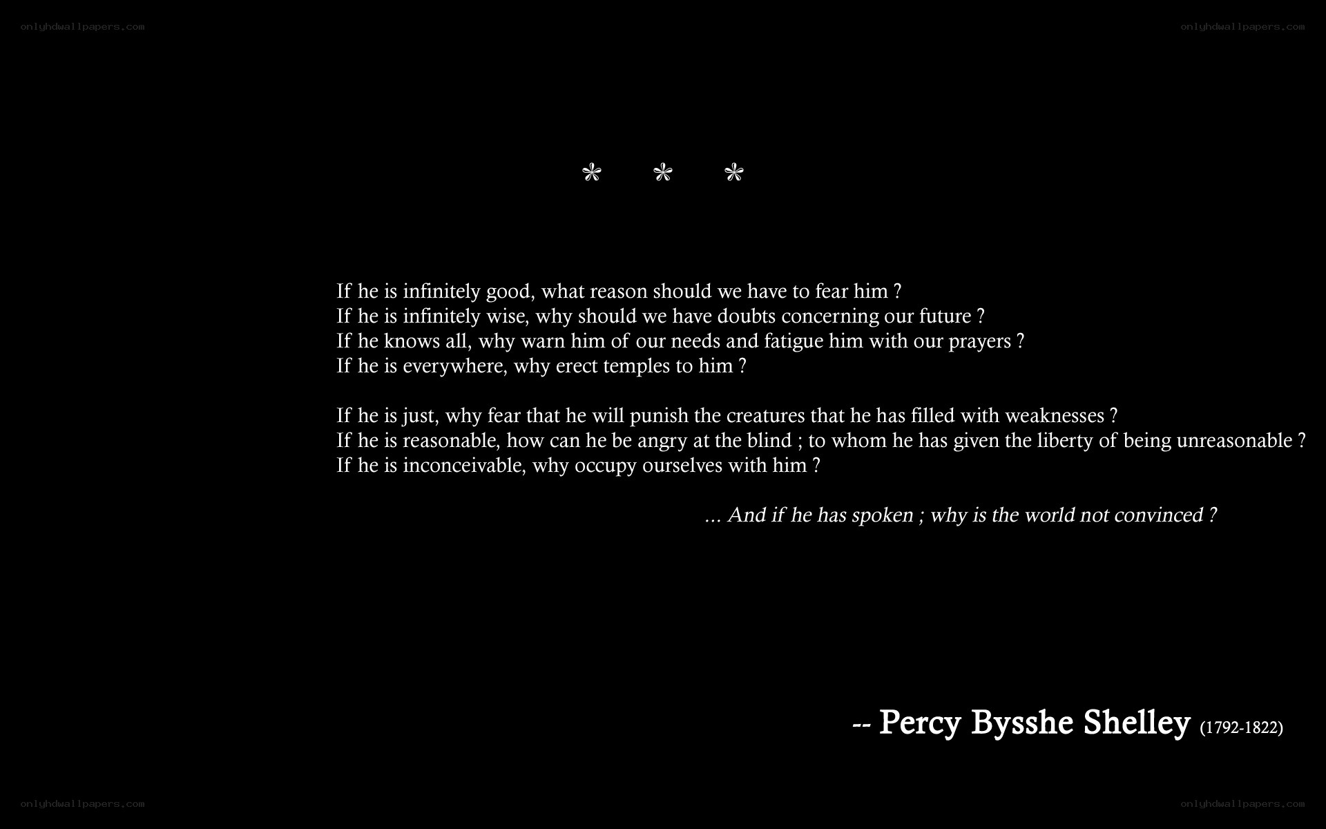 Shelley's philosophical questions
