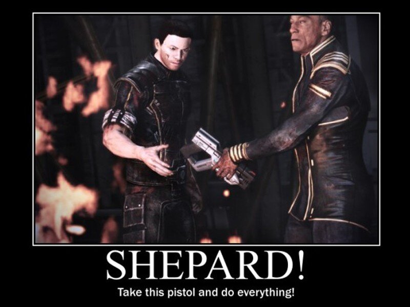 Shepard with a pistol