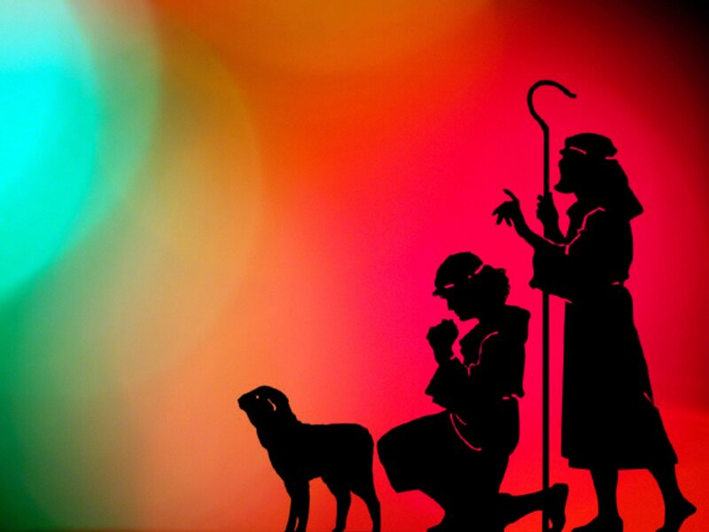 Shepherd and Sheep Silhouettes