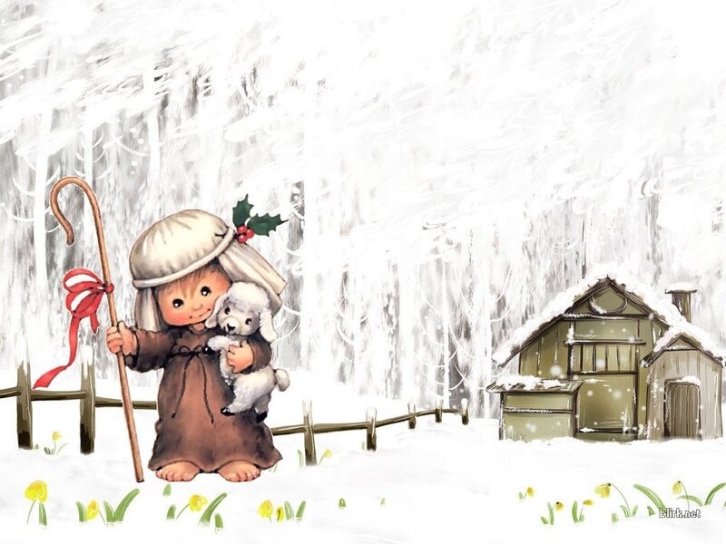 shepherd child in winter