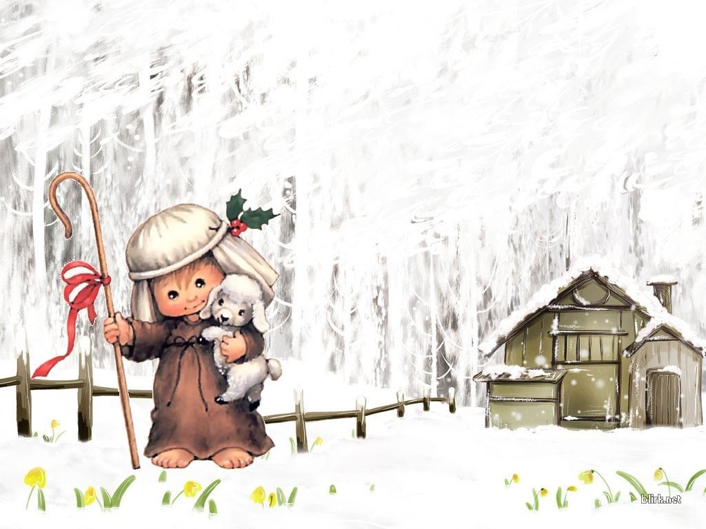 shepherd child in winter