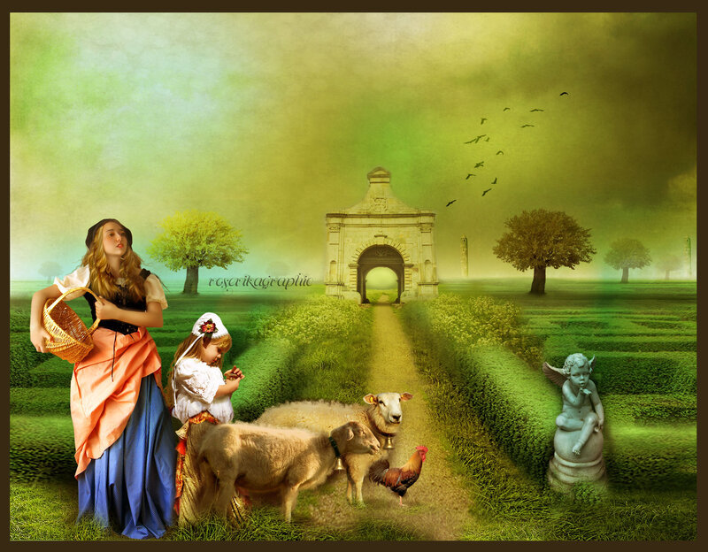Shepherd Girl with Sheep