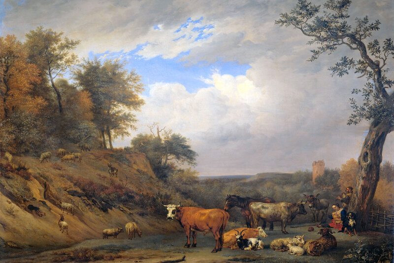 Shepherd with Flock — Blue