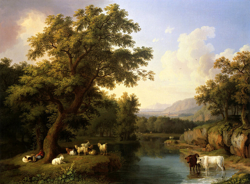 Shepherd with Goats and Cattle