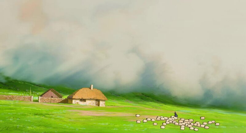 Shepherd with Sheep — Green, Serene, Morning, Anime