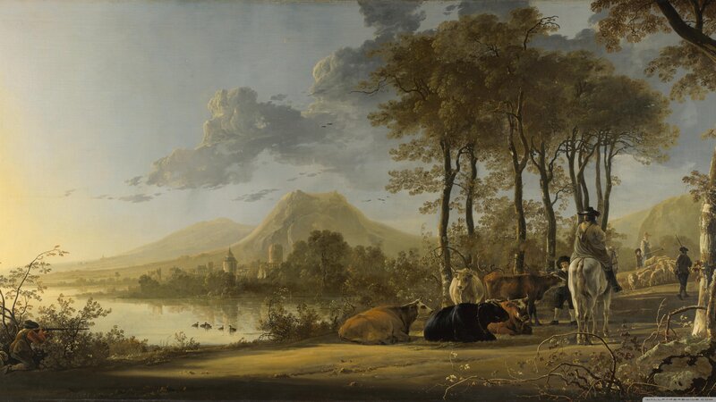Shepherds with Cattle — Brown, Serene