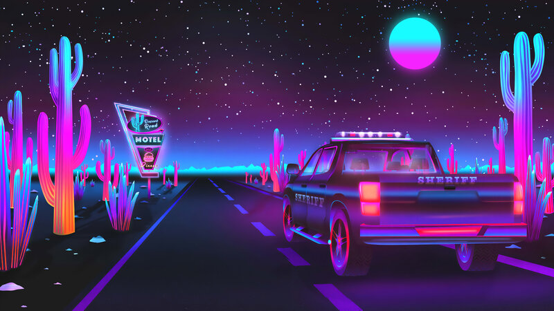 Sheriff Truck on Desert Road