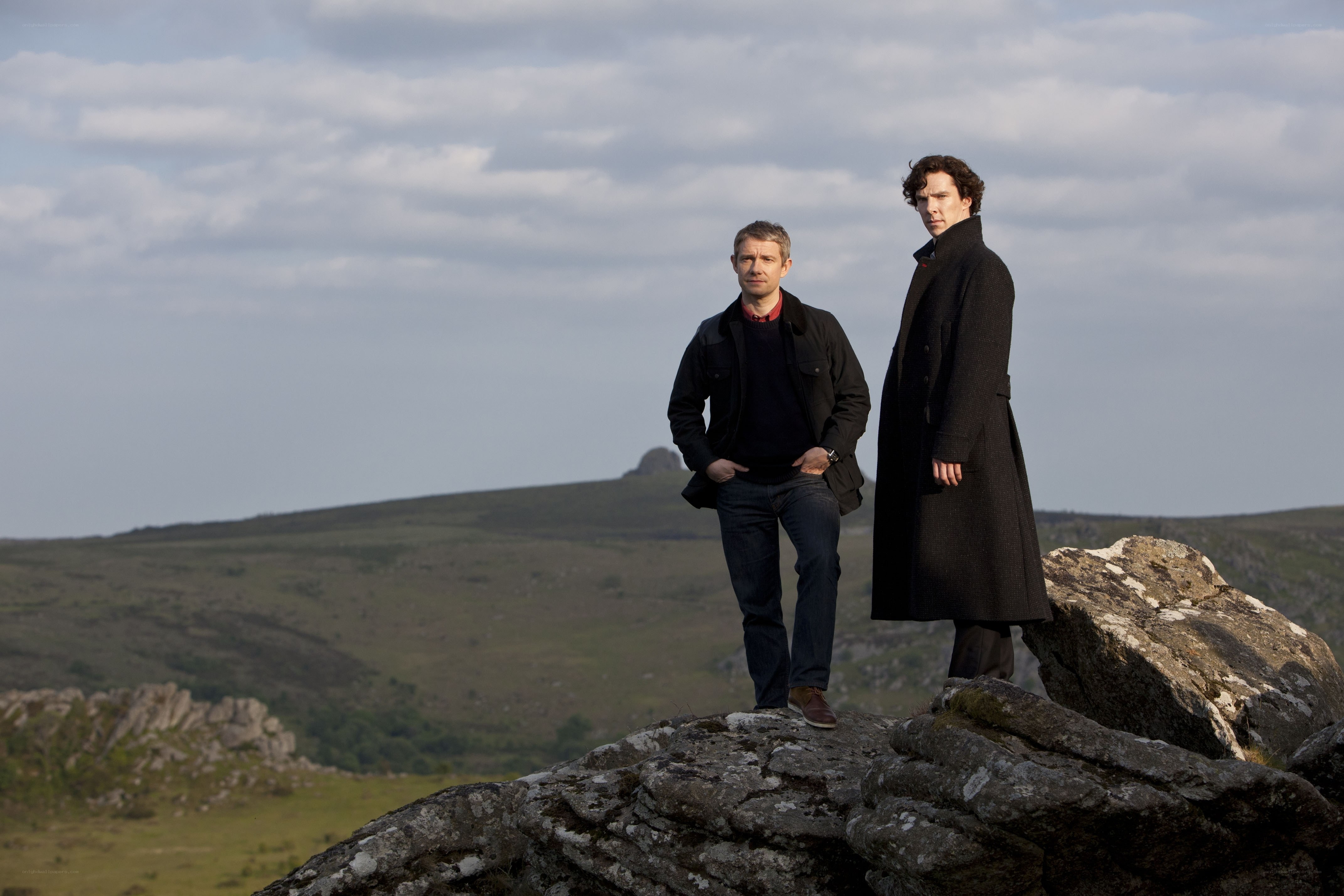 Sherlock and Watson on a hill