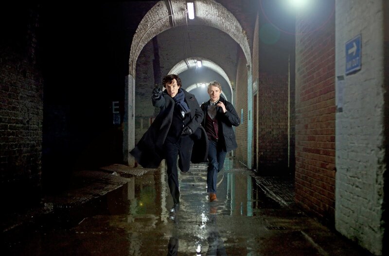 Sherlock and Watson running
